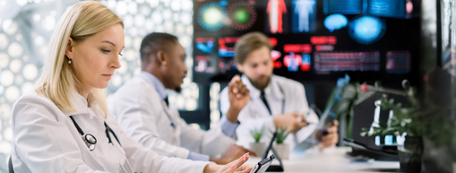 Doctors working in shared space