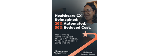 Case study cover w/headline: Healthcare CX Reimagined: 
20% Automated. 30% Reduced Cost.