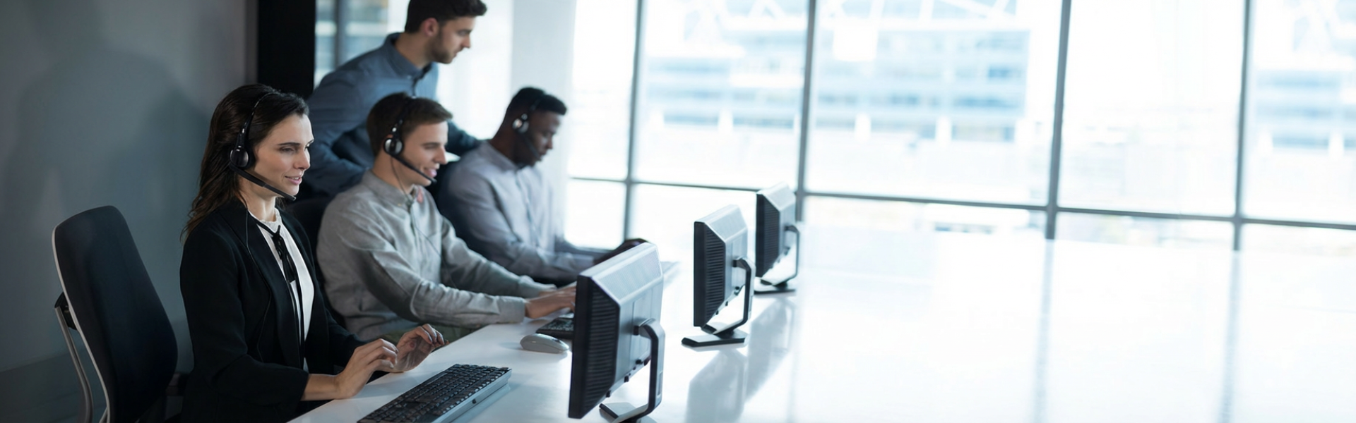 Customer service team at work