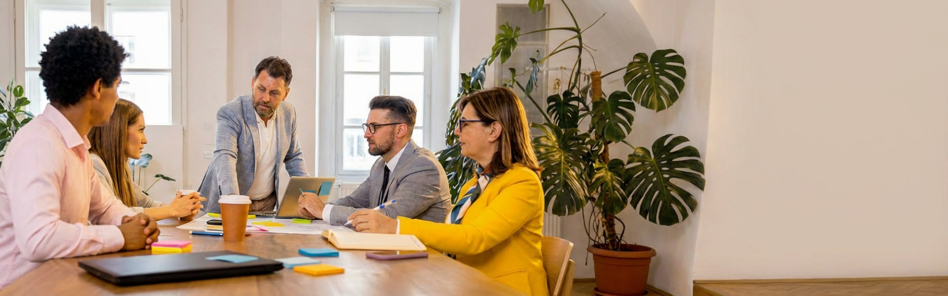 small team working together at table