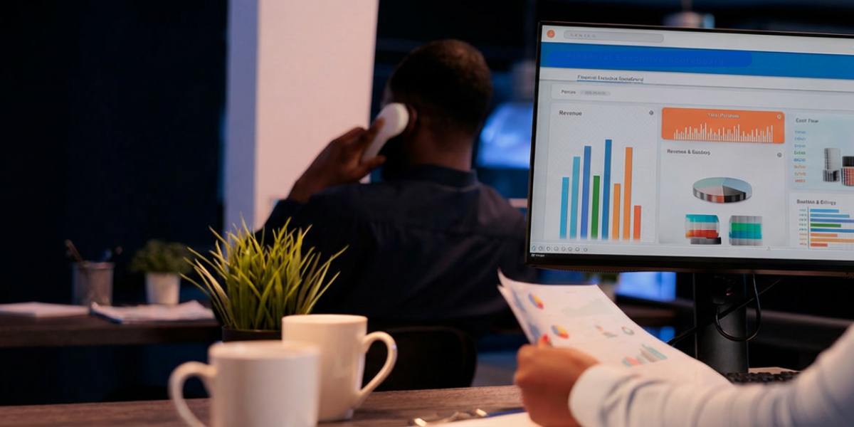person working on charts on computer monitor