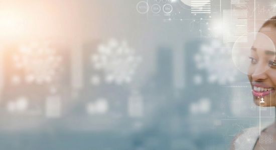 person with graphic overlay symbolizing digital cx