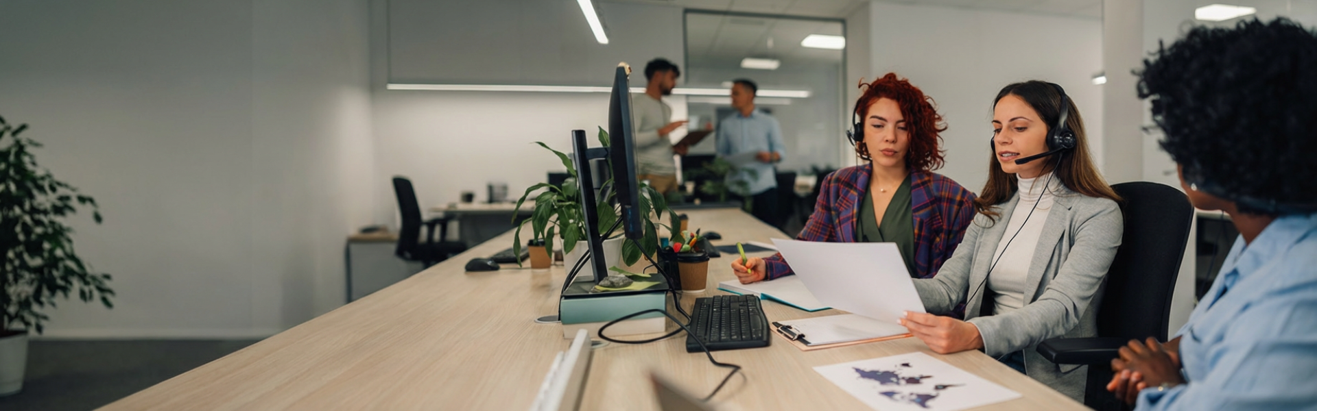 customer support agents working together